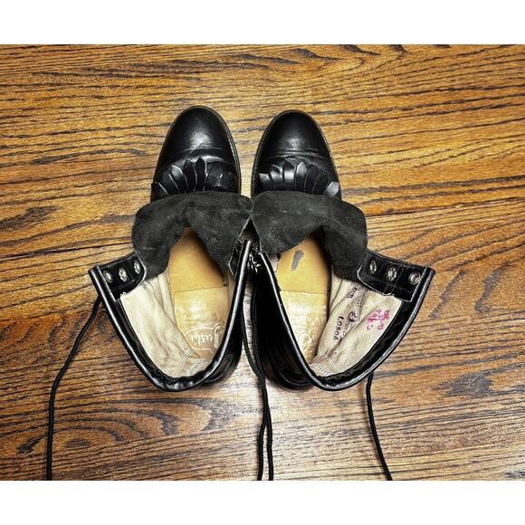 Justin Womens Lace-Up Roper Boots 5.5B Black Leather Made in USA Riding Vintage - Picture 6 of 8